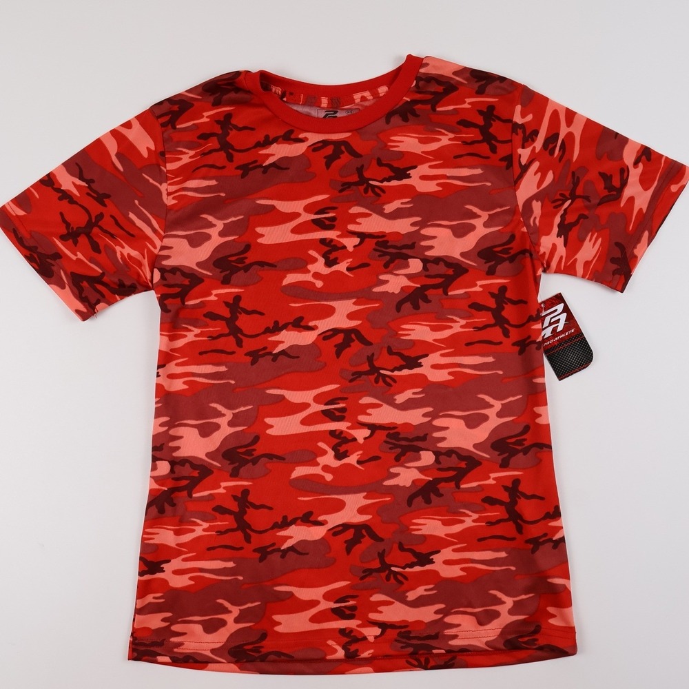 Pro Athlete Boys T-Shirt Red Camo Performance Activewear Size 14/16 NWT